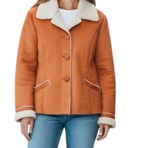 Chico’s Faux Suede Sherpa Lined Jacket Size 2 Large